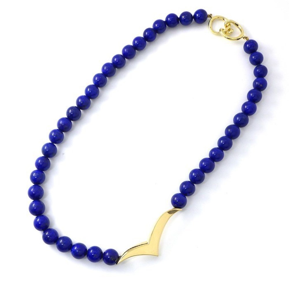 Tiffany Necklace Choker Seagull Lapis Lazuli Yellow Gold